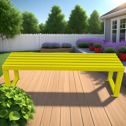 2-Person Garden Bench Seat Outdoor Benches Metal Park Bench Patio Seat 3.3ft 3.9ft 4.9ft 5.9ft Weather Resistance Backless Front Porch Chair Easy Installation(Yellow,5.9ft)