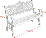 51" Outdoor Bench Garden Bench Cast Aluminum Bench with Floral Back Metal Front Porch Benches for Yard Patio Entryway - Photo 2