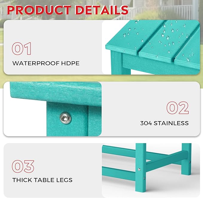 Costaelm Adirondack Conversation Table, HDPE Outdoor Drink Weather Resistant - Photo 5