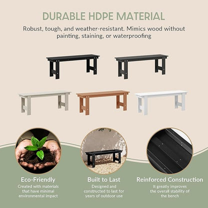 WestinTrends Ashore Outdoor HDPE 48" Modern Backless Patio Bench, Dark Brown