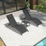 PURPLE LEAF Patio Chaise Lounge Chair Set with 2 Side Table Outdoor Pool Adjustable Recliner Chairs for Outside Beach - Photo 2