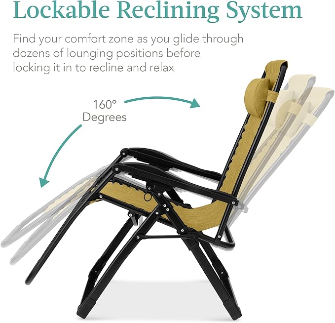 Best Choice Products Oversized Zero Gravity Chair, Folding Outdoor Patio Recliner - Photo 6