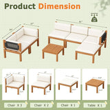 Devoko 7 Piece Acacia Wood Patio Sofa, Outdoor Sectional Coach and Love Seat with Coffee Table - Photo 3