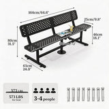 DWVO Heavy Duty Park Bench for Outside 6ft Metal with Backrest Weatherproof Coated Steel Commercial Grade Furniture Set - Photo 3