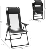 Outsunny Folding Patio Dining Chairs Set of 2, Outdoor Deck Chair with Adjustable Sling Back - Photo 3
