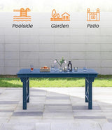 HDPE Outdoor Dining Table, 66.9” Rectangle Patio Dining Table for 6 - Photo 7