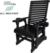 Fortune Candy Wooden Patio Glider for One Person, with High Backrest and Deep Contoured Seat, Solid Fir Wood - Photo 3