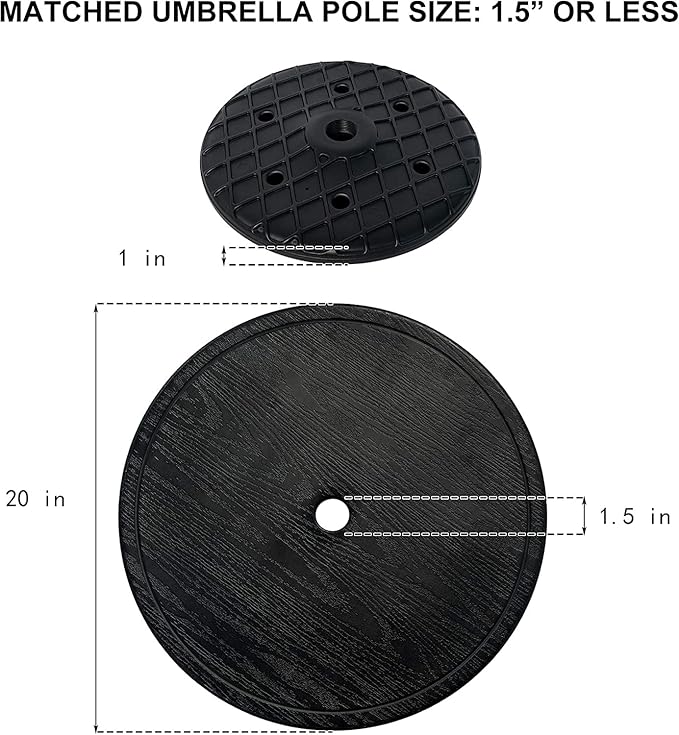 Sundale Outdoor Adjustable Umbrella Table, Portable Round Table Tray with Umbrella Hole, for Beach Patio Garden Poolside 20in Dia