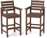 Tangkula Patio Adirondack Chairs Set of 2, HDPE Bar Height Chair with Wide Armrests & Footrest - Photo 1