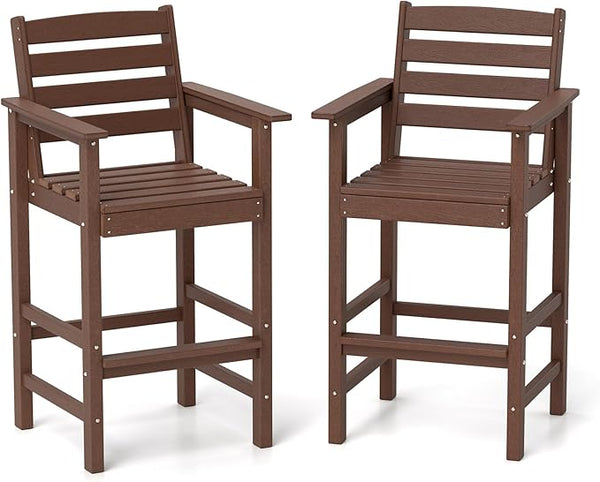Tangkula Patio Adirondack Chairs Set of 2, HDPE Bar Height Chair with Wide Armrests & Footrest - Photo 1