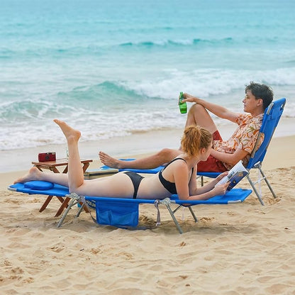 daystar SunnyFeel Beach Lounge Chair, Backpack Reclining Beach Chairs Lay Flat, Face Down Tanning Chair, Folding Camping Chairs Portable Camp Cot with Backpack Straps for Outdoor/Picnic/Lawn
