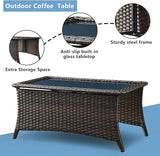 HUMMUH 4 Piece Patio Conversation Furniture Set PE Wicker Rattan Outdoor Loveseat Sofa, Patio Chairs - Photo 6
