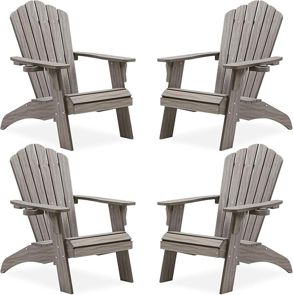 Psilvam Oversized Adirondack Chair, Fade-Resistant & Odor-Free Poly Lumber Fire Pit Chairs with Cup Holder - Photo 1