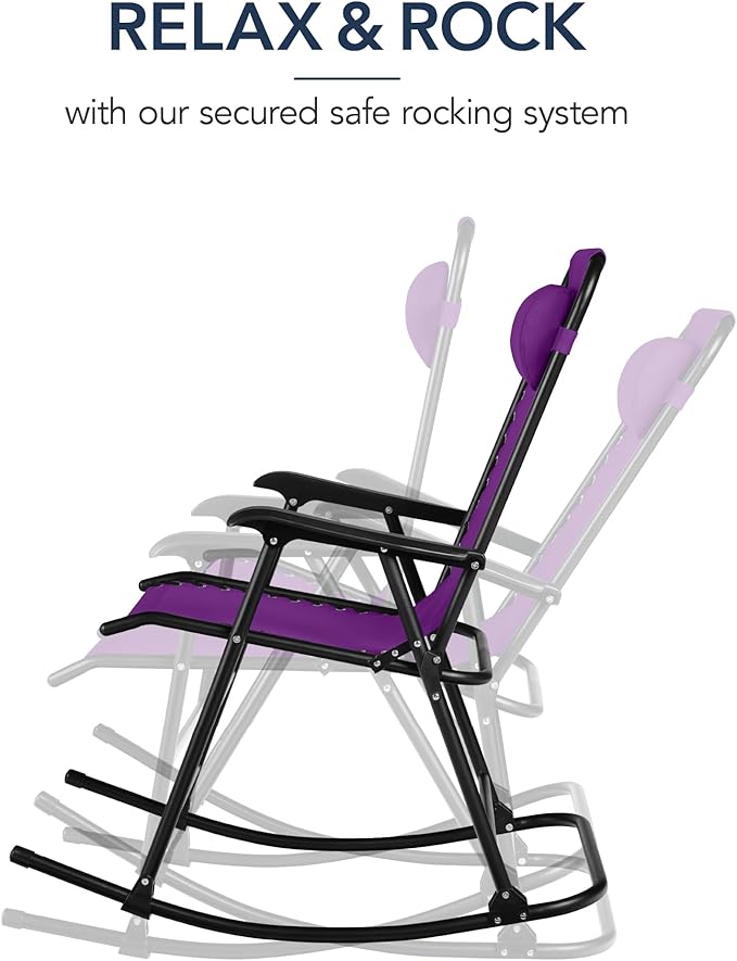 Best Choice Products Outdoor Folding Rocking Chair, Zero Gravity Lounge Chair - Photo 4