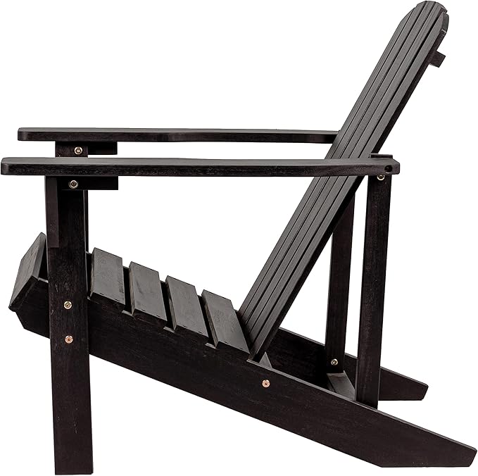 Eyely PTA1002D Amelia Outdoor Patio Traditional Acacia Wood Adirondack Chair, Black for Traditional, Coastal, Country, Cottage, Farmhouse, Rustic