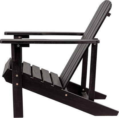 Eyely PTA1002D Amelia Outdoor Patio Traditional Acacia Wood Adirondack Chair, Black for Traditional, Coastal, Country, Cottage, Farmhouse, Rustic