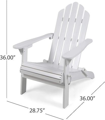 Christopher Knight Home Cara Outdoor Foldable Acacia Wood Adirondack Chair, White Finish