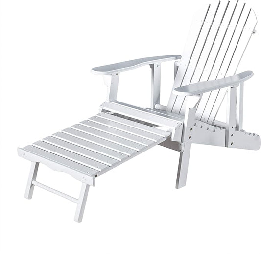 Christopher Knight Home Hayle Reclining Wood Adirondack Chair with Footrest, White
