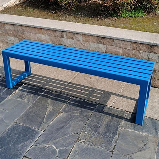 2 Seater Garden Bench,Metal Outdoor Bench,Heavy Duty Front Porch Benches,Patio Furniture Seating,for Lawn Yard Balcony Park,880lb Capacity(Blue,59 Inch)