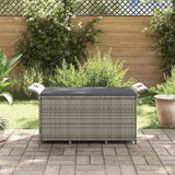 Grey Polyethylene Rattan Garden Bench, Weatherproof Outdoor Seating with Storage, Patio Furniture for 2 People - Photo 4