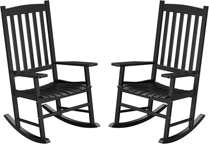 SUPER DEAL Outdoor Wood Rocking Chair for Porch, All Weather Resistant Outdoor Indoor Patio Rocker Chair (2)
