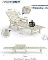 Adjustable Lounge Chair Outdoor Set of 6, HDPE Outdoor Chaise Lounge with Cup Holder & Wheels - Photo 6