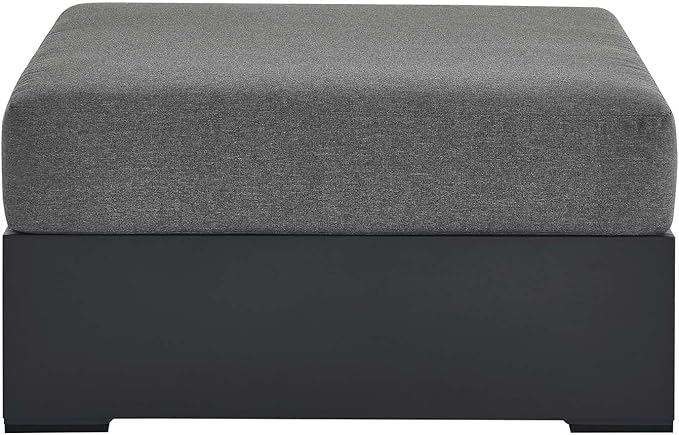 Modway Tahoe Aluminum Ottoman in Gray Charcoal with Weather-Resistant Cushion-Ideal as Outdoor Footstool - Photo 4