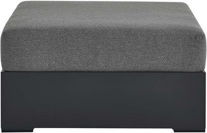 Modway Tahoe Aluminum Ottoman in Gray Charcoal with Weather-Resistant Cushion-Ideal as Outdoor Footstool, Patio or Sunroom Furniture