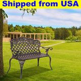 DANGRUUT Best Outdoor Metal Garden Bench, 42.5" Durable Aluminium Park Rose Bench - Photo 4