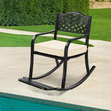 Outdoor Metal Rocking Chair with Cushion, Patio Rocking Bench for Garden, Porch, Balcony, Rocker for Outside Lawn - Photo 8
