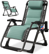 NAIZEA Padded Zero Gravity Chair, Cooling Fabric Folding Outdoor Lounge Chairs - Photo 1