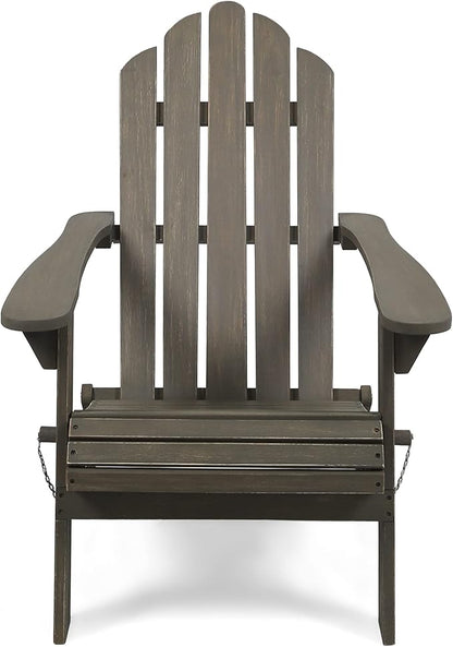 Christopher Knight Home Foldable Adirondack Chair Outdoor Acacia Wood Patio Chair with Slat Panel Design and Compact Folding Frame for Porch Backyard