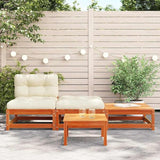Modular Outdoor Sofa Set with Soft Cushions, Rustic Brown Pine Wood Garden Furniture for Balcony Terrace - Photo 3