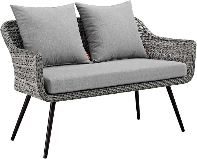 Modway EEI-3174-GRY-GRY-SET Endeavor 2 Piece Outdoor Patio Wicker Rattan Sectional Sofa Set, Gray - Photo 5
