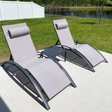 PURPLE LEAF Patio Chaise Lounge Set of 3 Outdoor Lounge Chair Beach Pool Sunbathing Lawn Lounger Recliner Outside - Photo 1