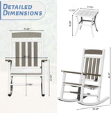 Outdoor Patio Rocking Chairs Set of 3, 2 Chairs Made of Metal & WPC + 1 All Metal Table - Photo 2