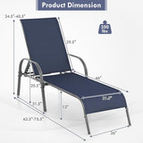 Giantex Patio Lounge Chair, Outdoor Chaise Lounge with 5 Adjustable Backrest, Sturdy Steel Frame, Sunbathing Recliner - Photo 3