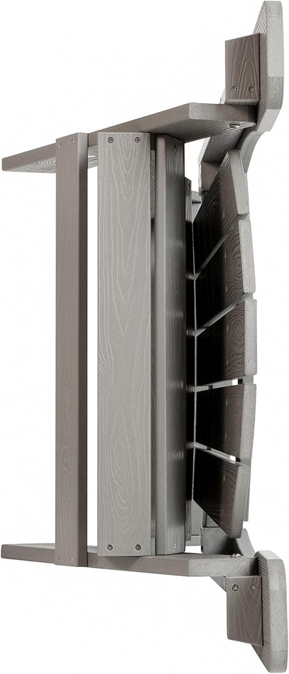 Flash Furniture Charlestown Commercial Folding Adirondack Chair - Gray - Poly Resin - Indoor/Outdoor - Weather Resistant