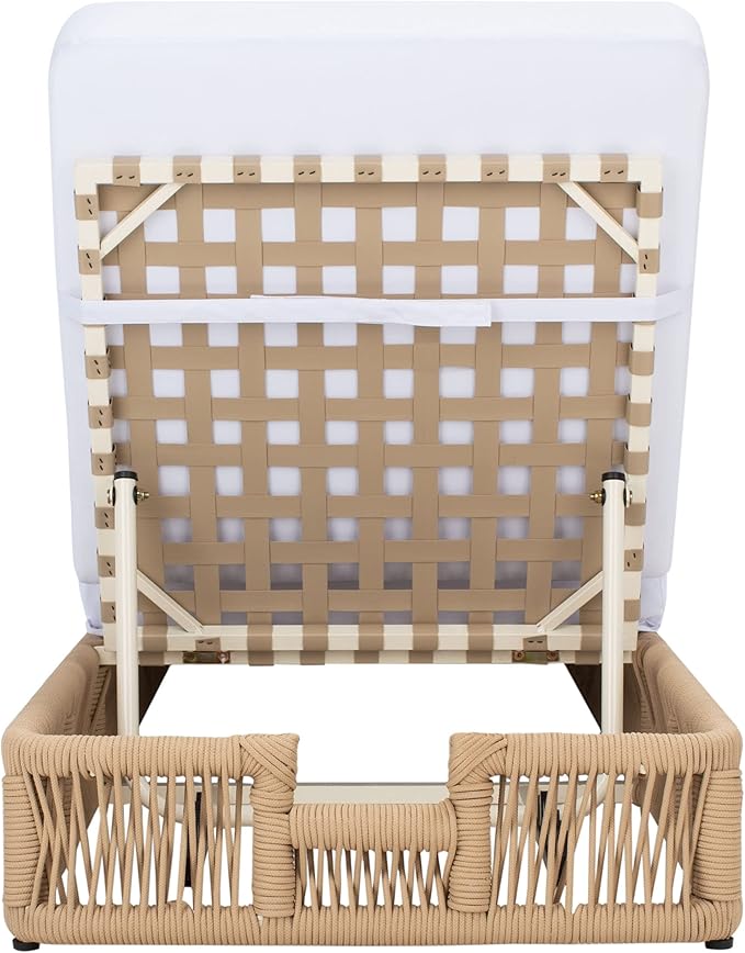 SAFAVIEH Outdoor Collection Gillian Tan Rope/White Cushion Chaise Lounge Chair (PAT7527A) - Photo 5