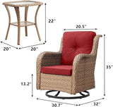 Rilyson Patio Chairs Wicker Outdoor Chair - 6 Piece Rattan Patio Swivel Rocking Chairs Set with Glass Top Side Table - Photo 3
