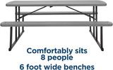 COSCO Outdoor Living 6 ft. Folding Picnic Table, Dark Gray Wood Grain Resin with Gray Steel Legs - Photo 6