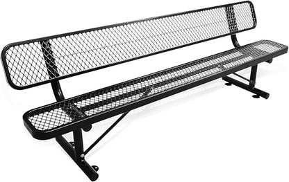 8FT Heavy Duty Park Bench with Back Portable Frame, Outdoor Metal Park Bench with Backrest, Steel Mesh Outdoor Bench for Garden, Lawn, Patio, Porch, Park, Yard (BLACK, 94.1" D x 23.2" W x 32.5" H)