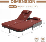 BULEXYARD 51.2" Double Chaise Lounge Outdoor, 2-Person PE Wicker Patio Daybed with Dual 5-Position Adjustable Backrest - Photo 2