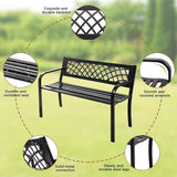 Bench Deck with Steel Frame for Outdoor, Outdoor Bench All Metal Frame Garden Bench for Front Porch, Yard, Lawn, Deck - Photo 5