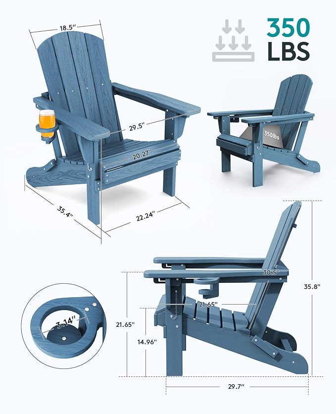 SERWALL 5-Piece Adirondack Chair and Ottoman and Table Set - Photo 5