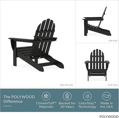 POLYWOOD AD4030BL Classic Outdoor Adirondack Chair, Black