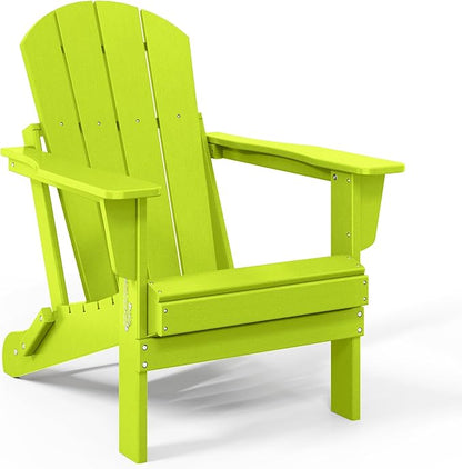 WestinTrends Malibu Malibu Outdoor Folding Poly Adirondack Chair (Set of 8), Lime