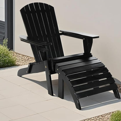 Adirondack Ottoman Outdoor, Adirondack Chair Footstool for Garden Lawn Backyard Pool Deck Patio Porch(Black)