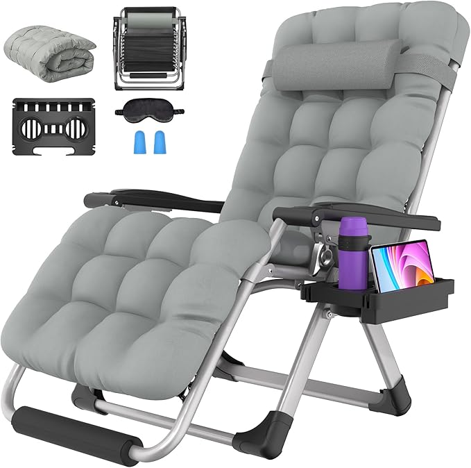Suteck Oversized Zero Gravity Chair, 29In XL Outdoor Recliner Chair w/Removable Cushion&Headrest - Photo 1