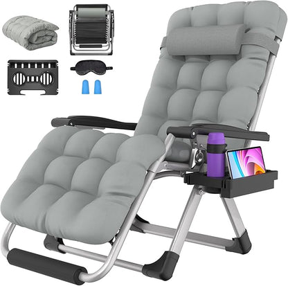 Suteck Oversized Zero Gravity Chair, 29In XL Outdoor Recliner Chair w/Removable Cushion&Headrest, Camping Lounge Chair w/Upgraded Lock&Footrest, Reclining Patio Chairs for Indoor Outdoor,500LBS